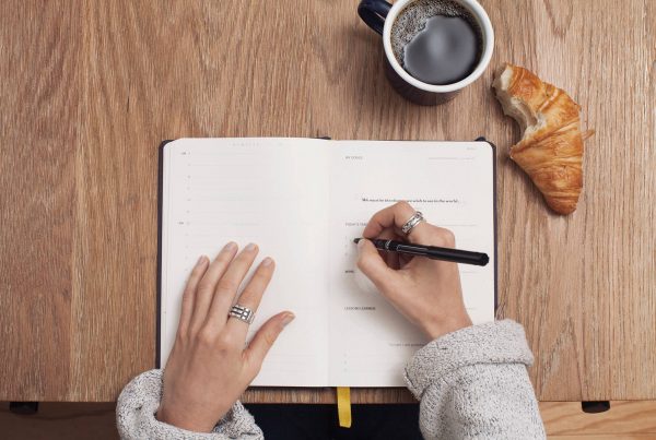 Hand Writing with Coffee and Bread